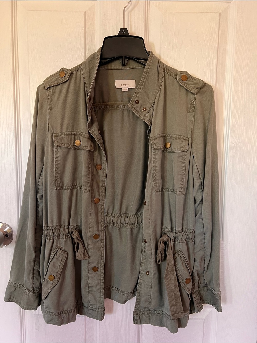 LOFT Olive Green Utility Jacket with Drawstring Waist